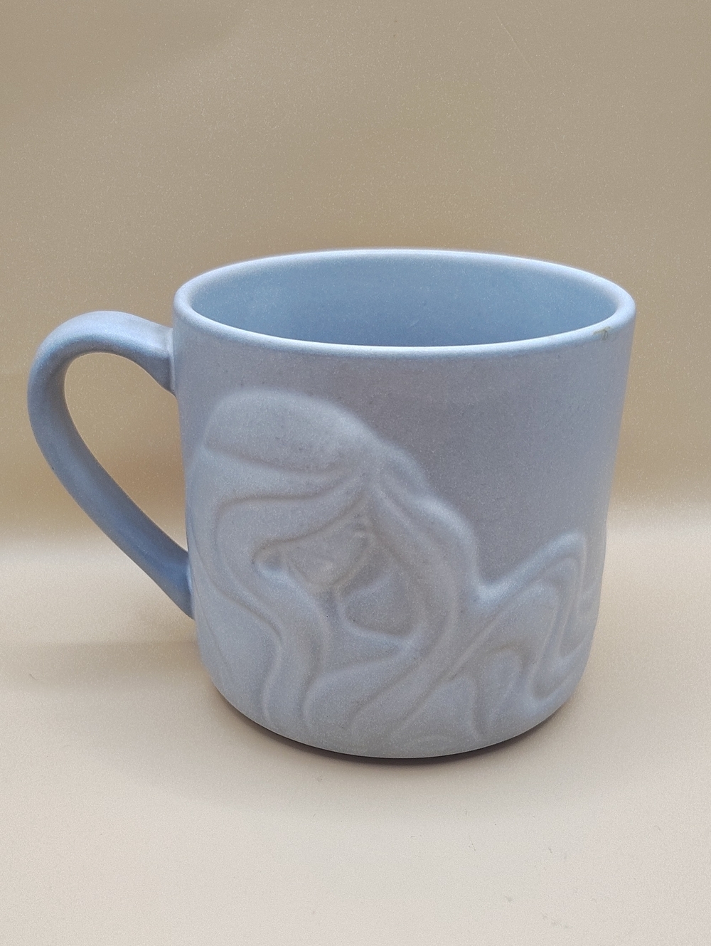 2016 Matte Blue-Gray Ceramic Starbucks Since '71 Embossed Mermaid Siren Mug